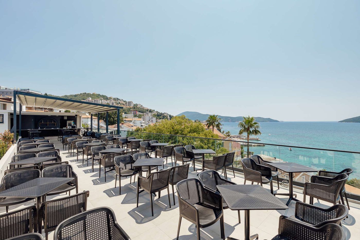 Hotel Talija rooftop terrace overlooking the bay